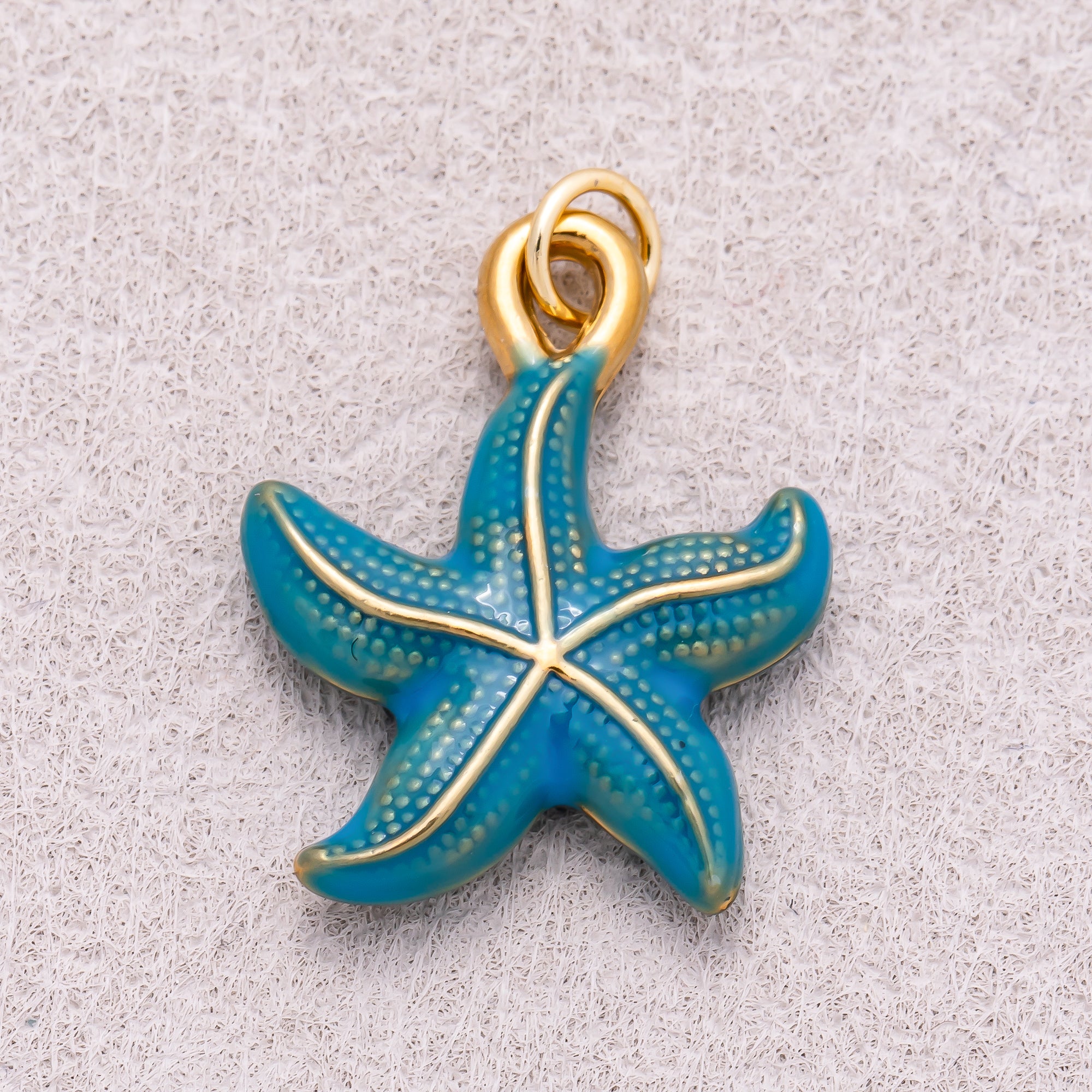 Gold PVD Stainless Steel Blue Ocean Starfish Enamel Charm
