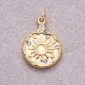 Gold PVD Stainless Steel Celestial Sun Medallion Charm