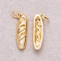 16K Gold Plated Bread Baguette Breakfast Charm - Sold Each
