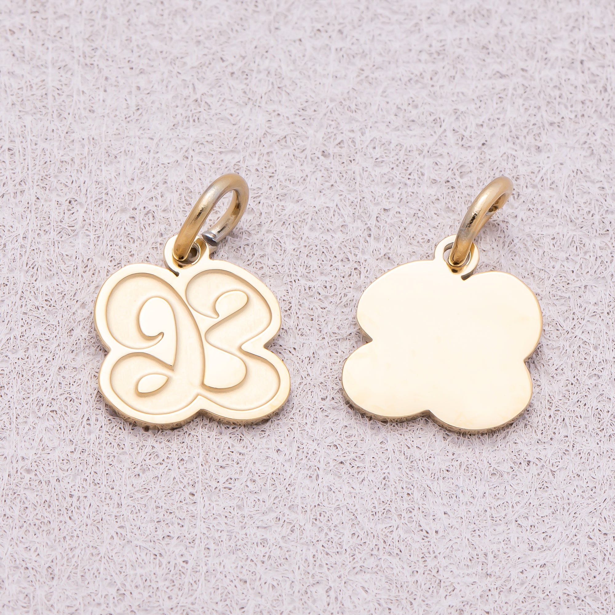 Gold PVD Stainless Steel Old English Alphabet Letter Mini Charm A-Z