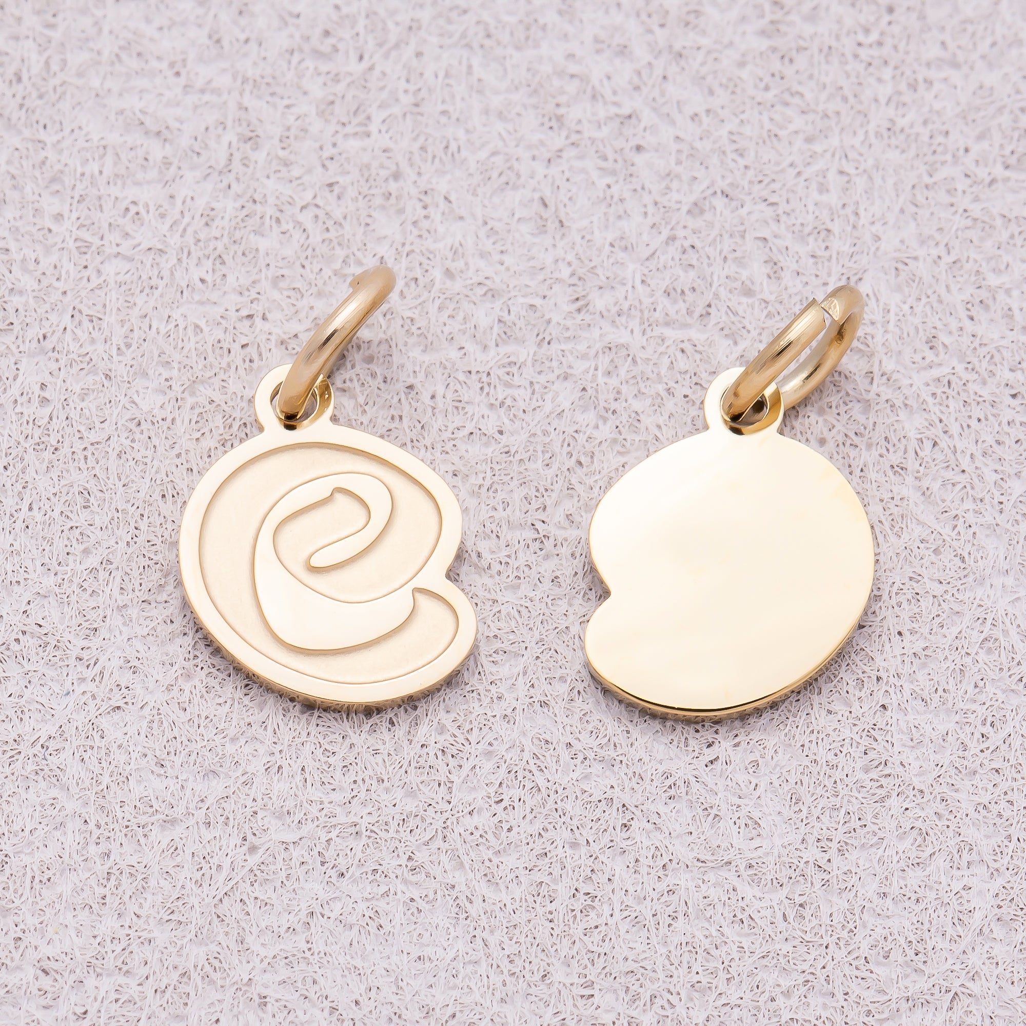 Gold PVD Stainless Steel Old English Alphabet Letter Mini Charm A-Z