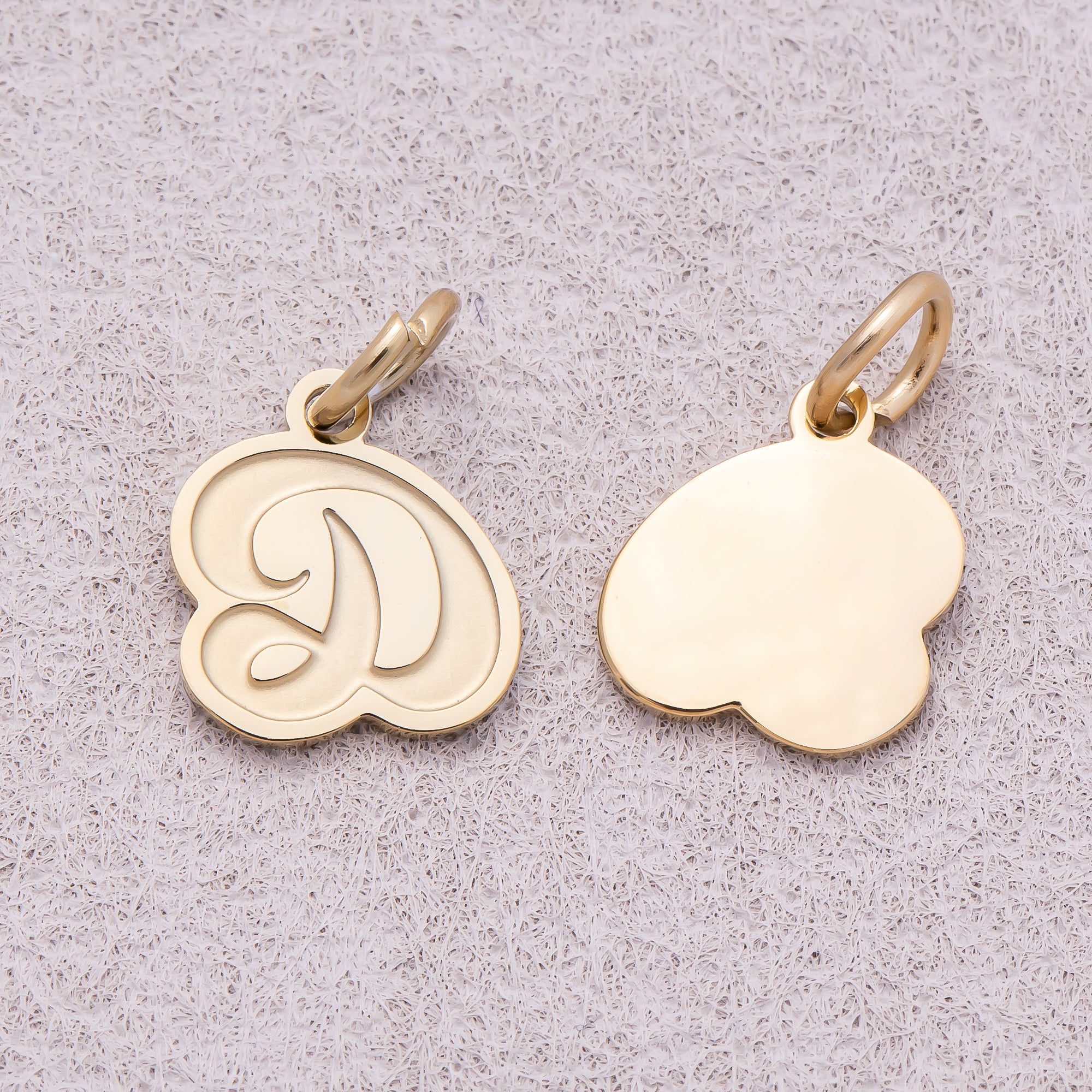 Gold PVD Stainless Steel Old English Alphabet Letter Mini Charm A-Z