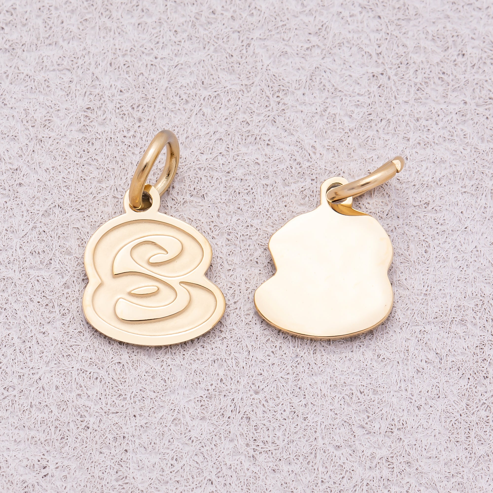 Gold PVD Stainless Steel Old English Alphabet Letter Mini Charm A-Z