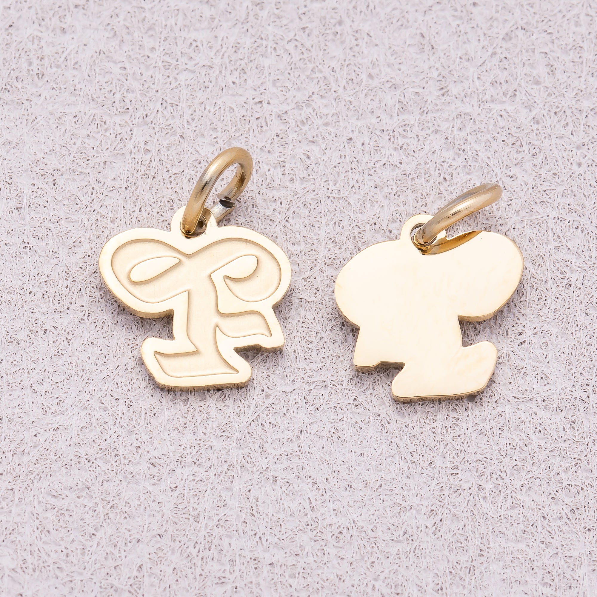 Gold PVD Stainless Steel Old English Alphabet Letter Mini Charm A-Z