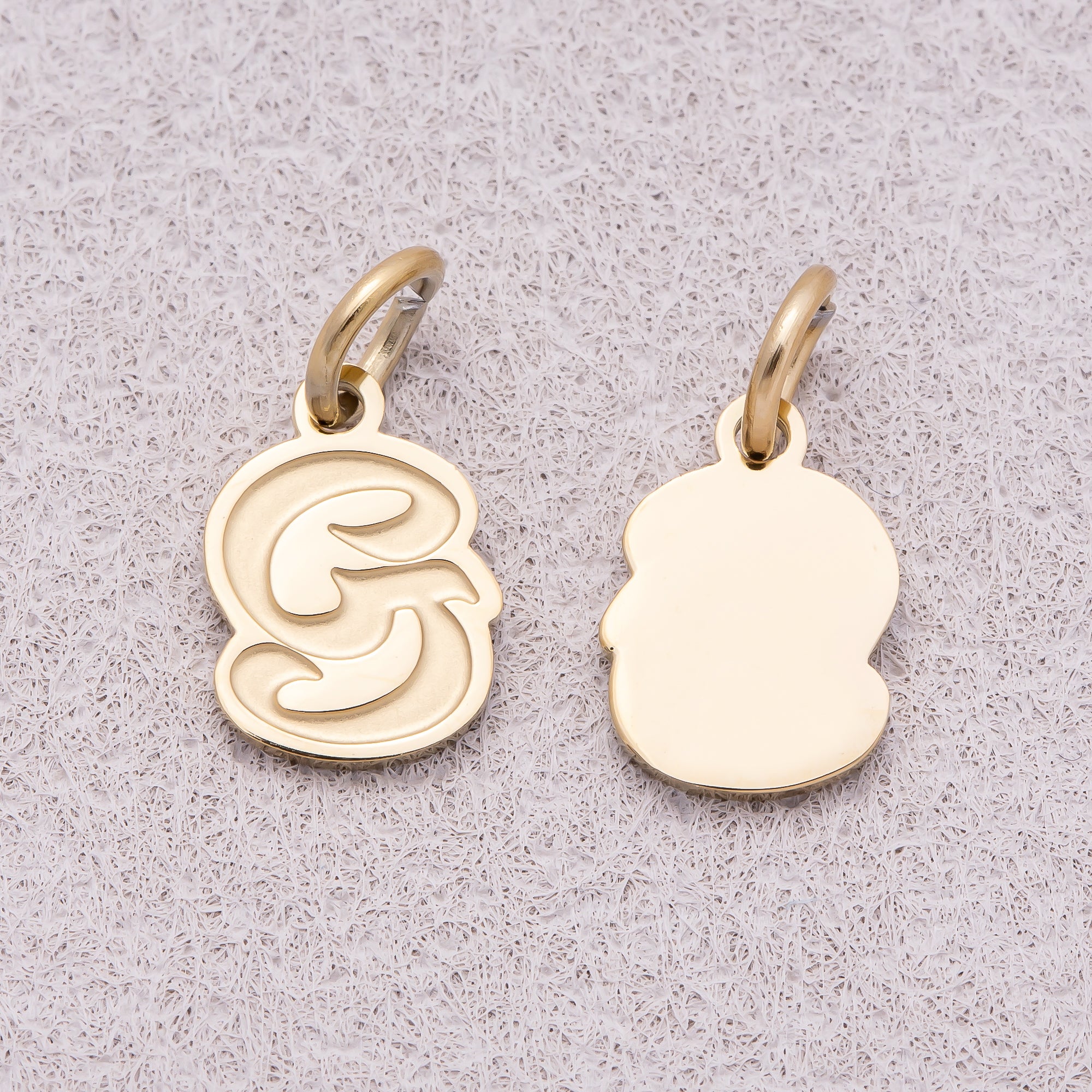 Gold PVD Stainless Steel Old English Alphabet Letter Mini Charm A-Z