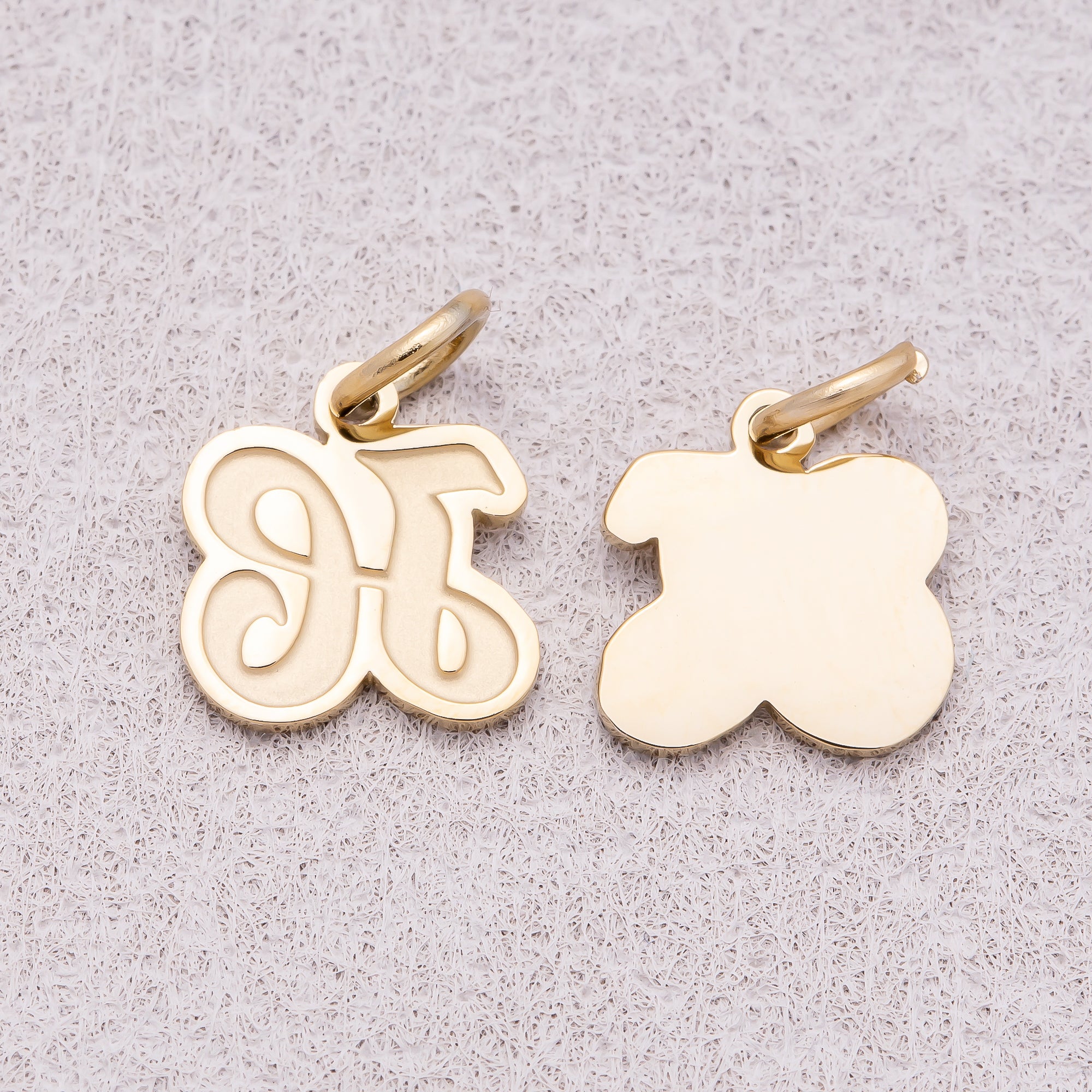 Gold PVD Stainless Steel Old English Alphabet Letter Mini Charm A-Z