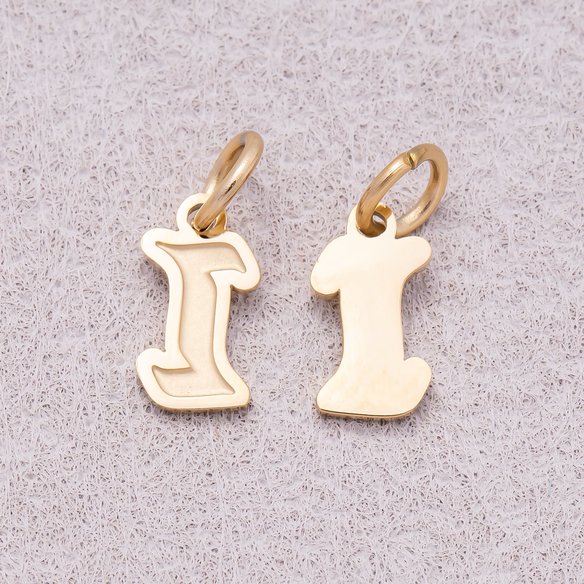 Gold PVD Stainless Steel Old English Alphabet Letter Mini Charm A-Z
