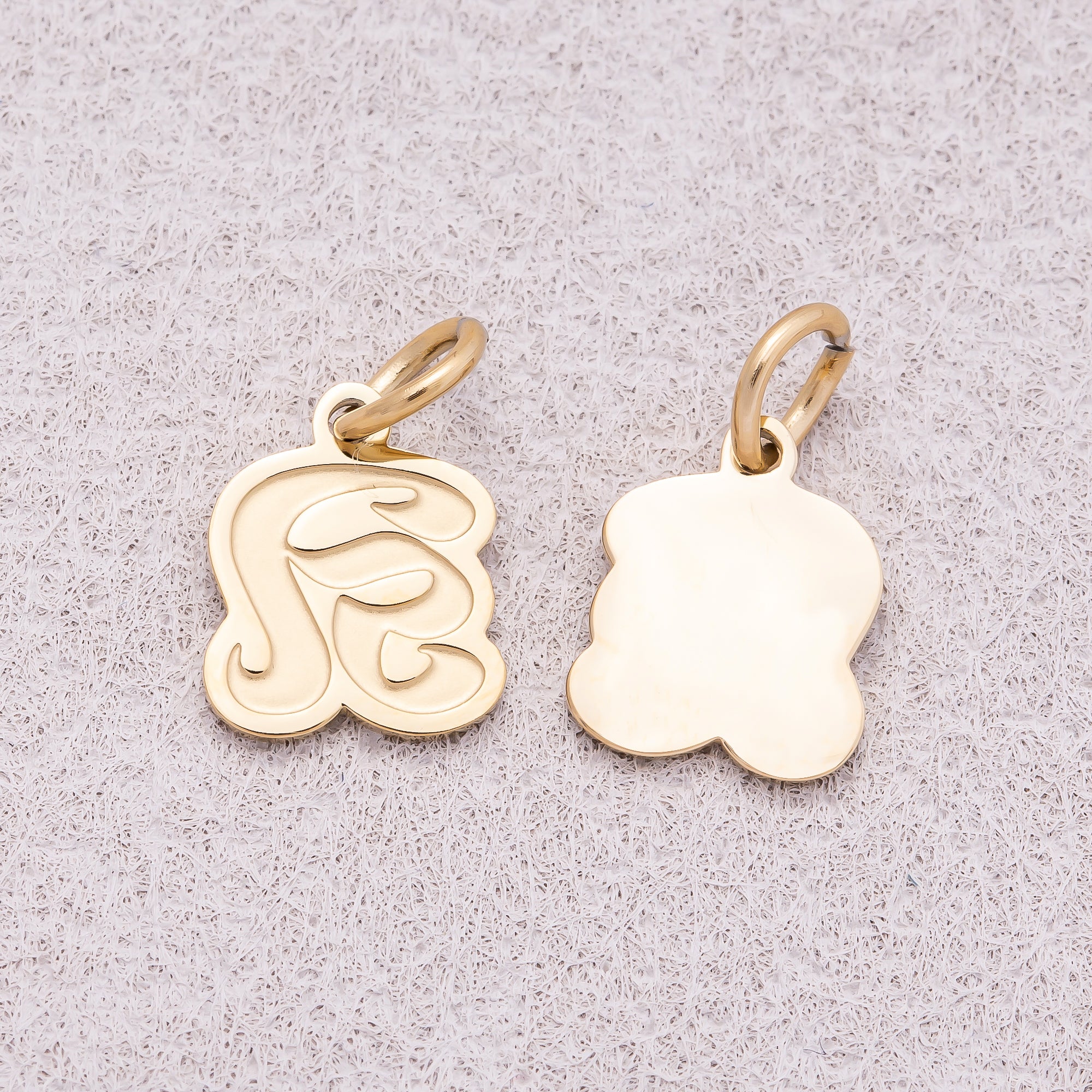 Gold PVD Stainless Steel Old English Alphabet Letter Mini Charm A-Z