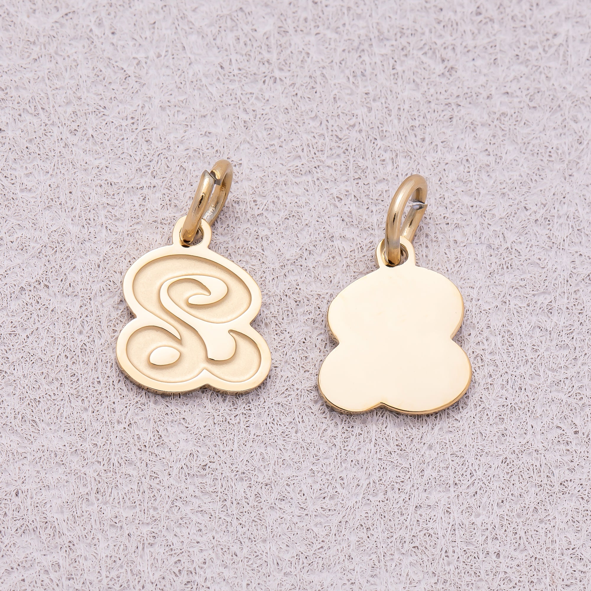 Gold PVD Stainless Steel Old English Alphabet Letter Mini Charm A-Z