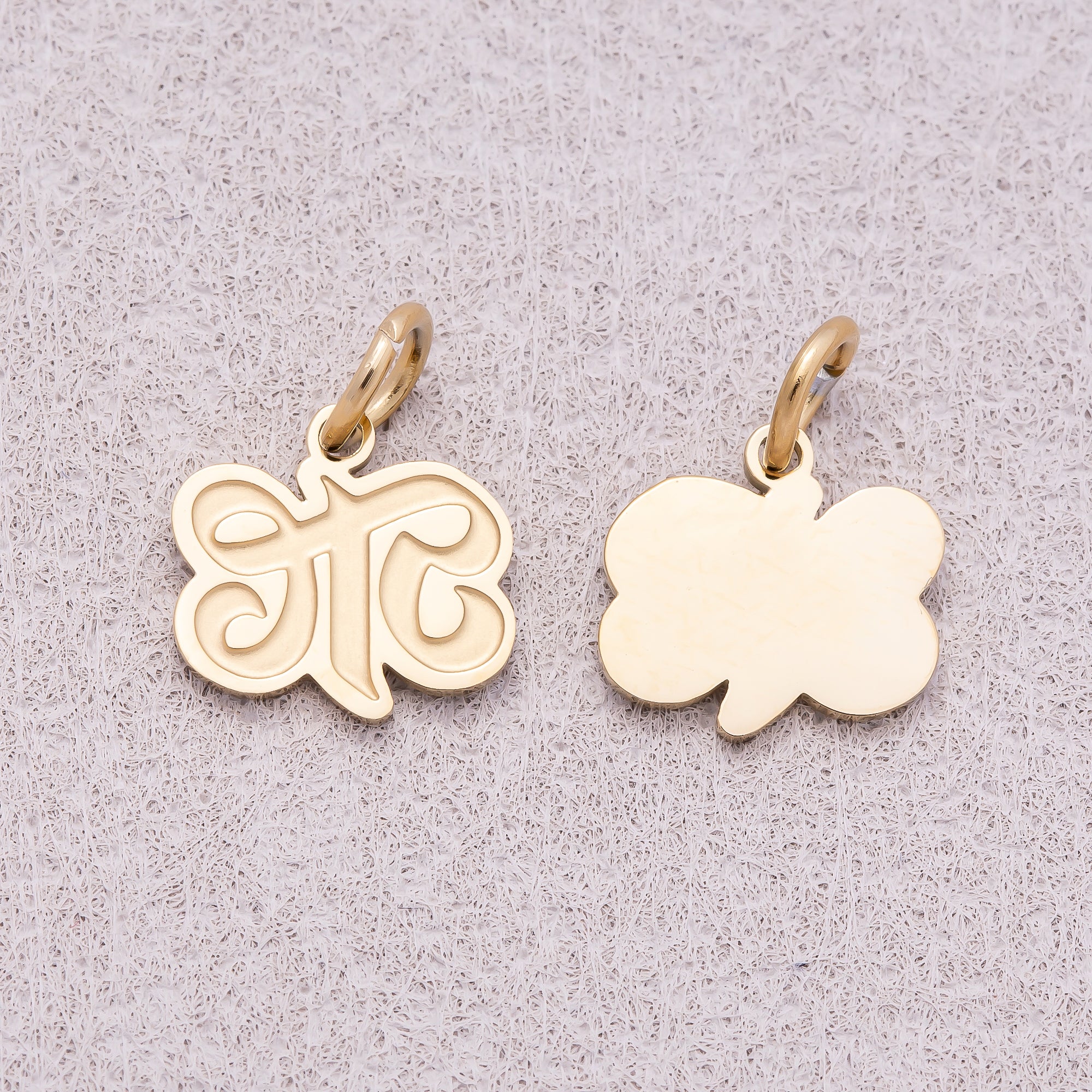 Gold PVD Stainless Steel Old English Alphabet Letter Mini Charm A-Z