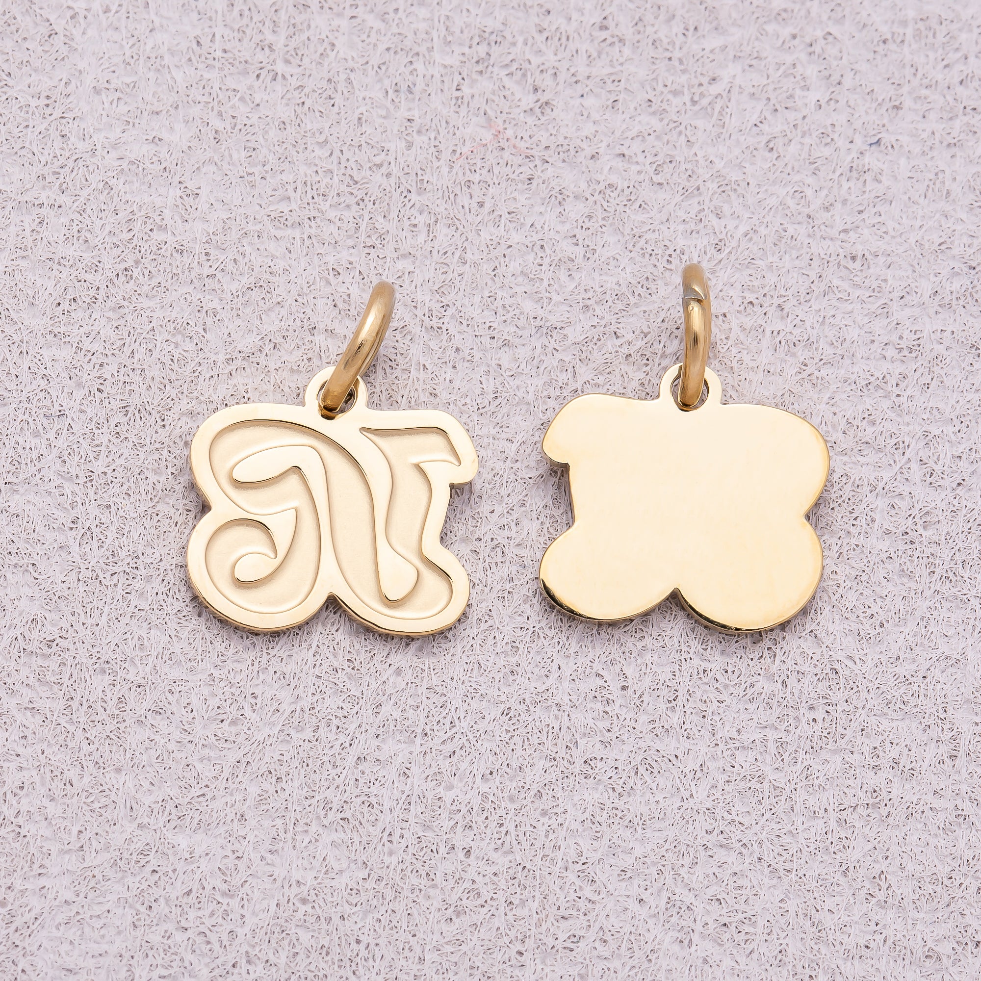 Gold PVD Stainless Steel Old English Alphabet Letter Mini Charm A-Z