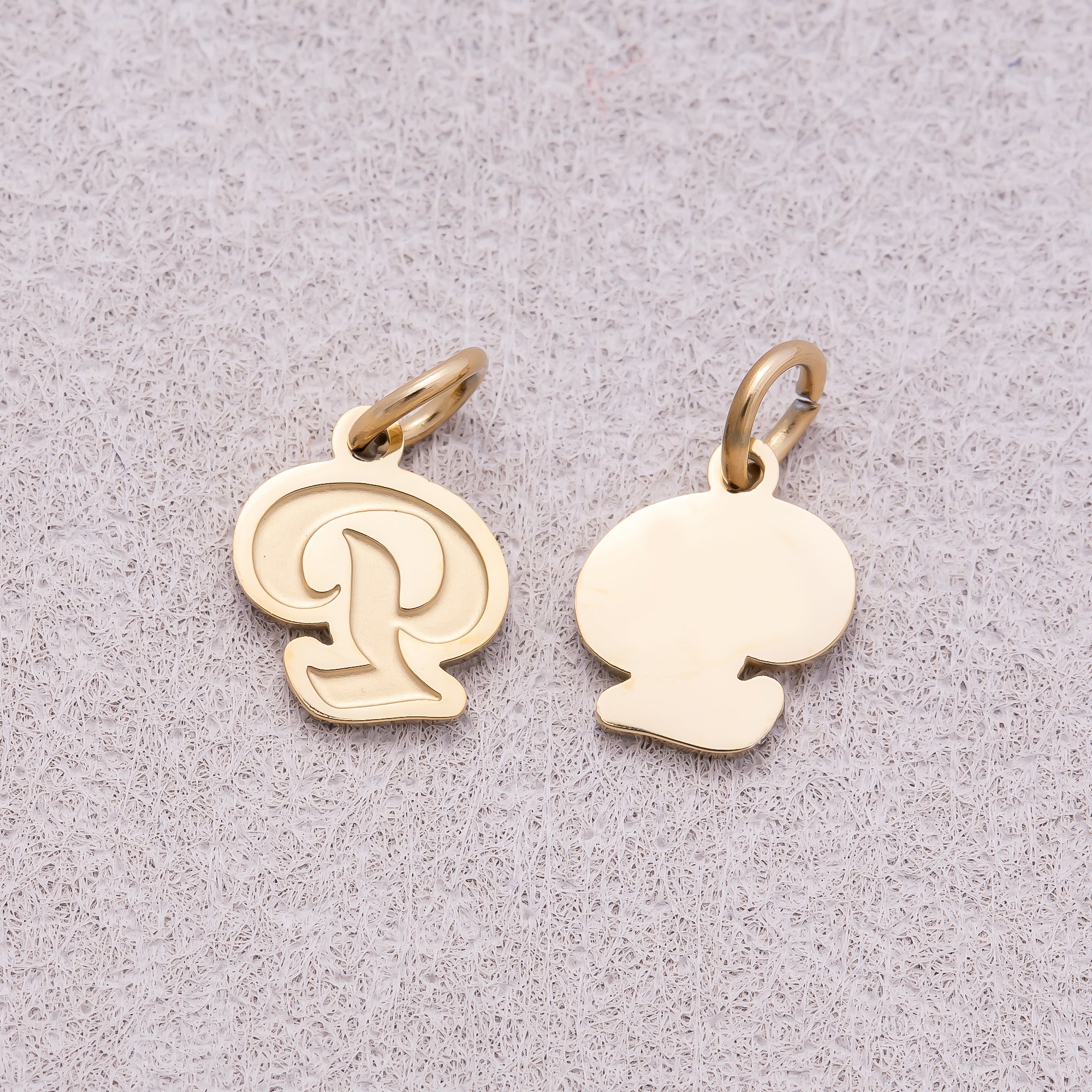 Gold PVD Stainless Steel Old English Alphabet Letter Mini Charm A-Z