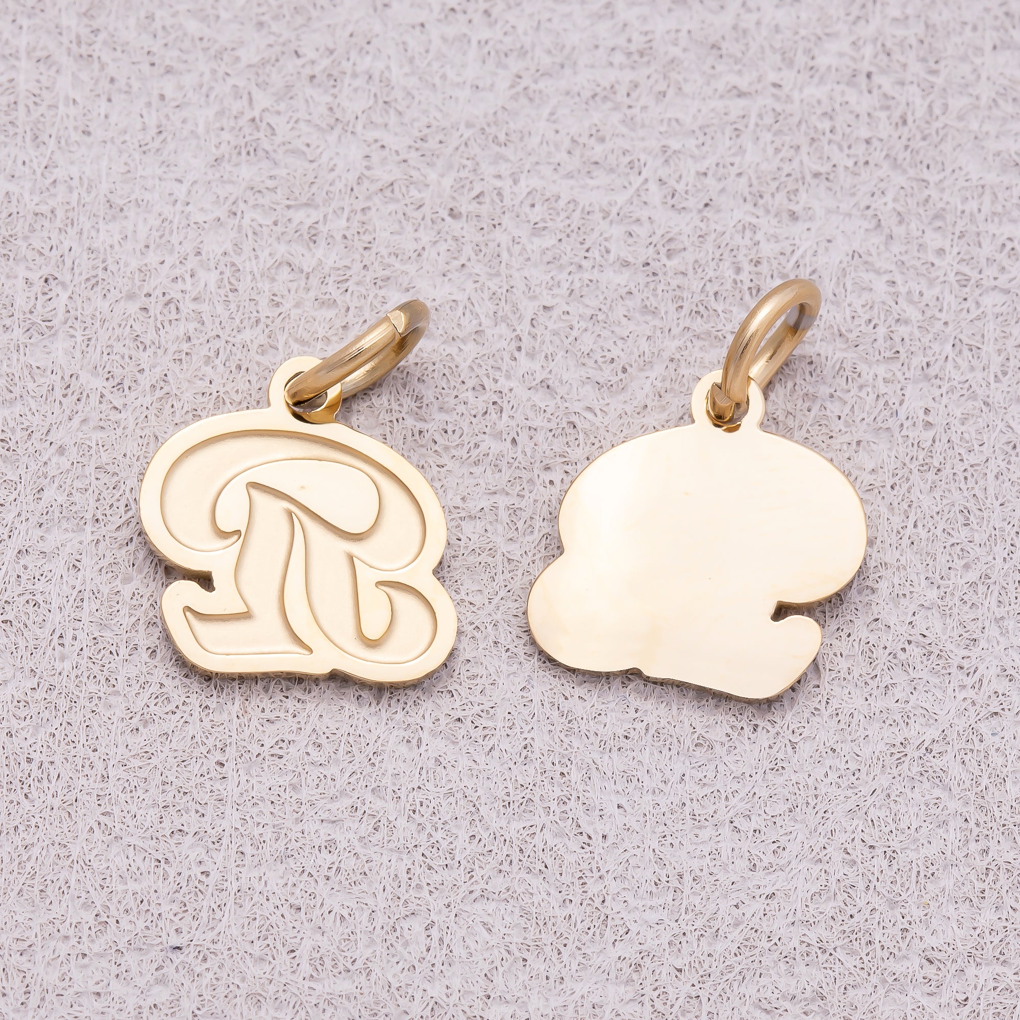 Gold PVD Stainless Steel Old English Alphabet Letter Mini Charm A-Z
