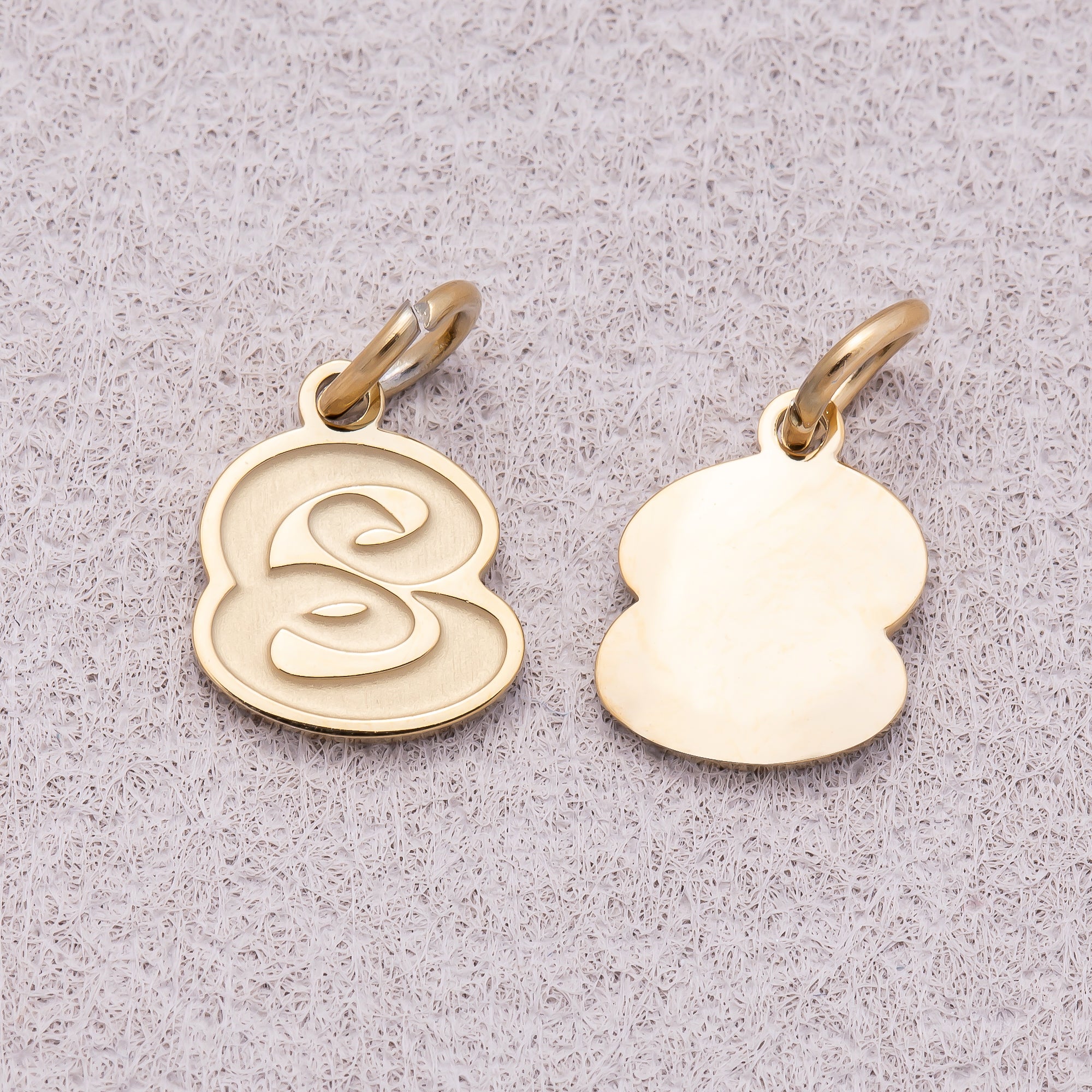 Gold PVD Stainless Steel Old English Alphabet Letter Mini Charm A-Z