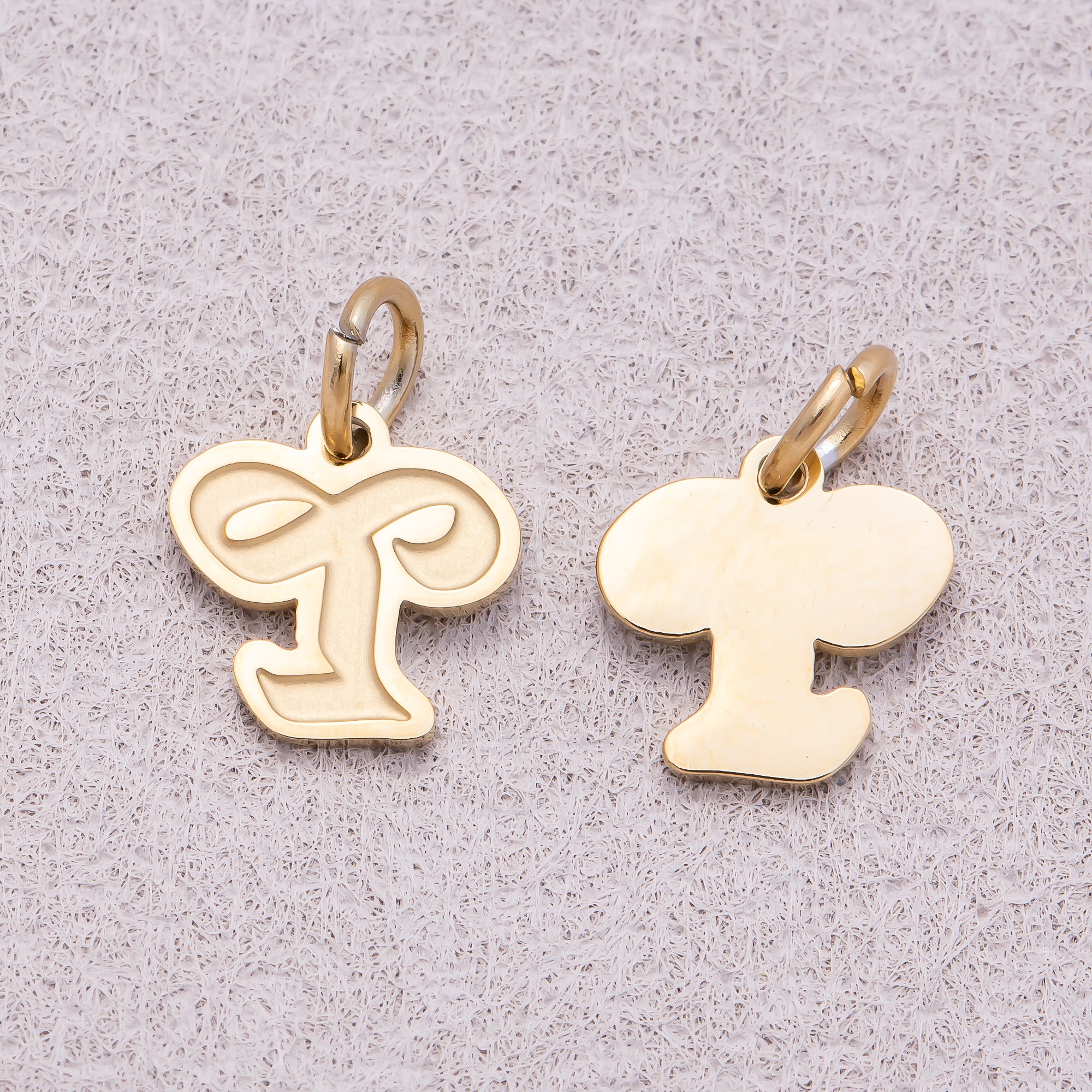 Gold PVD Stainless Steel Old English Alphabet Letter Mini Charm A-Z