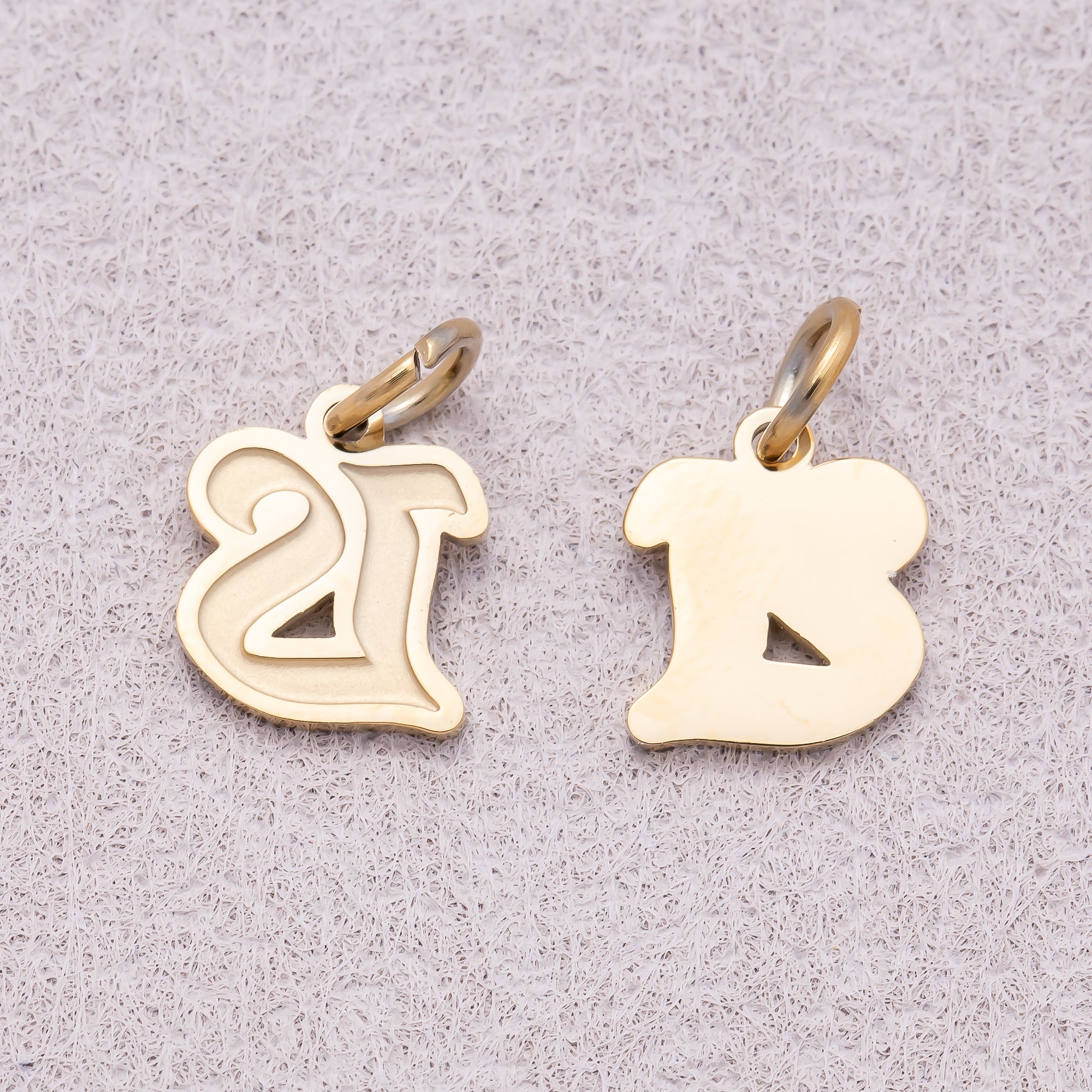 Gold PVD Stainless Steel Old English Alphabet Letter Mini Charm A-Z