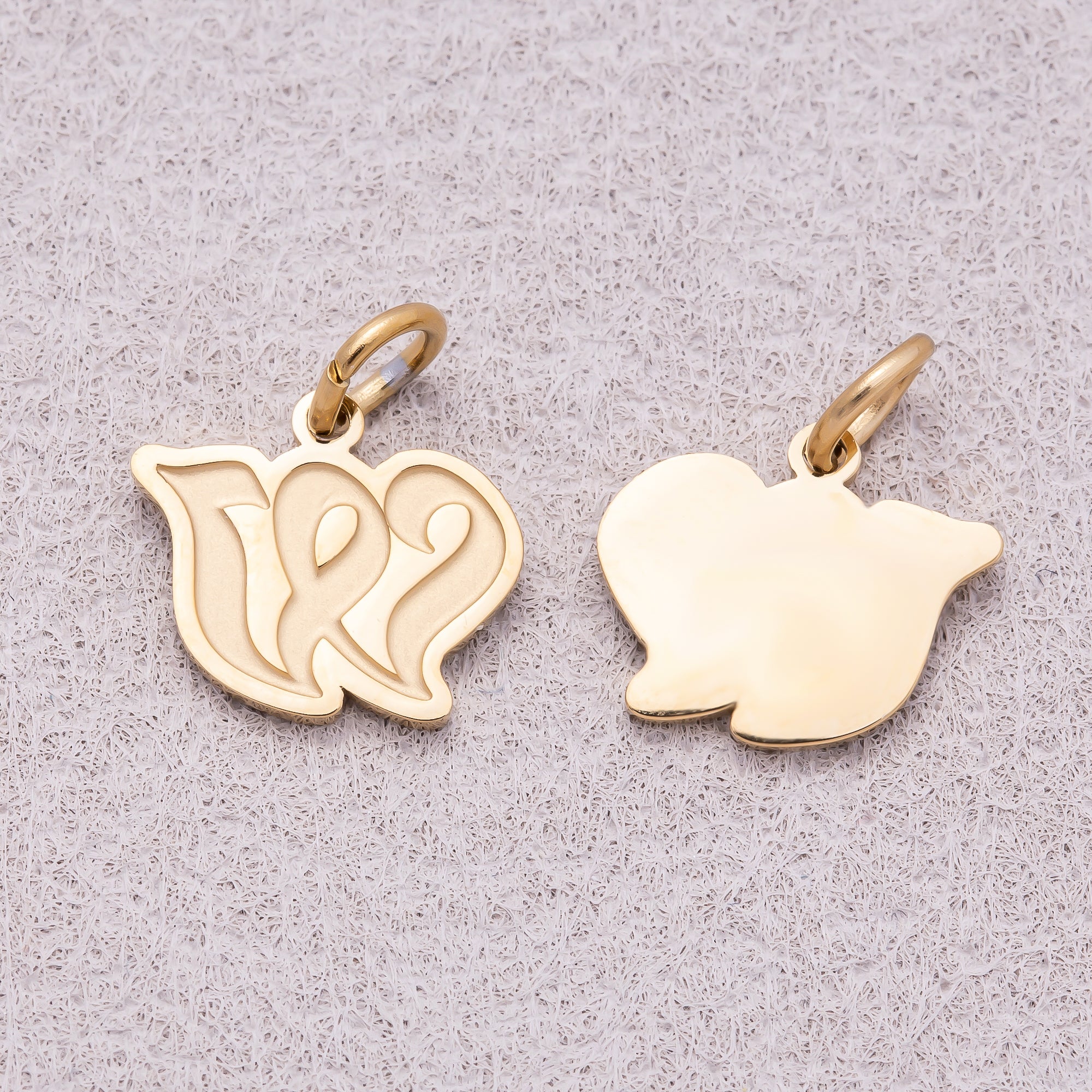 Gold PVD Stainless Steel Old English Alphabet Letter Mini Charm A-Z
