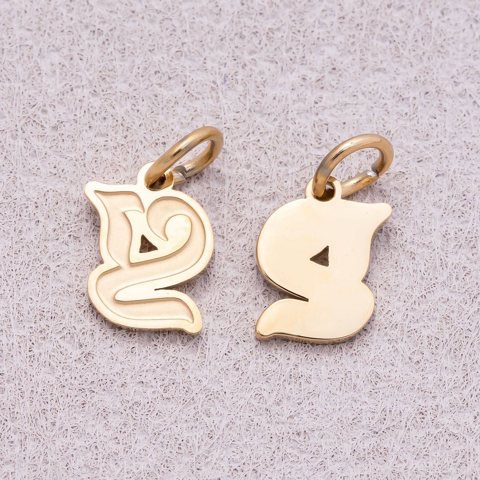 Gold PVD Stainless Steel Old English Alphabet Letter Mini Charm A-Z