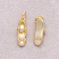16K Gold Plated Micro Paved CZ Ballet Shoes Charm - Sold Each