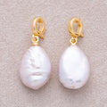 18K Gold Plated Freshwater Pearl Irregular Oval Pendant - Sold Each