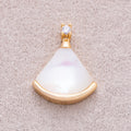16K Gold Plated Pink, White, Light Blue Shell Pearl CZ Fan Pendant - Sold Each