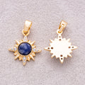 16K Gold Plated Clear CZ Blue Lapis Lazuli Gemstone Celestial Star Sun Pendant - Sold Each