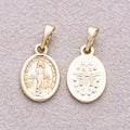 16K Gold Plated Plain Virgin Mary Oval Medallion Pendant - Sold Each