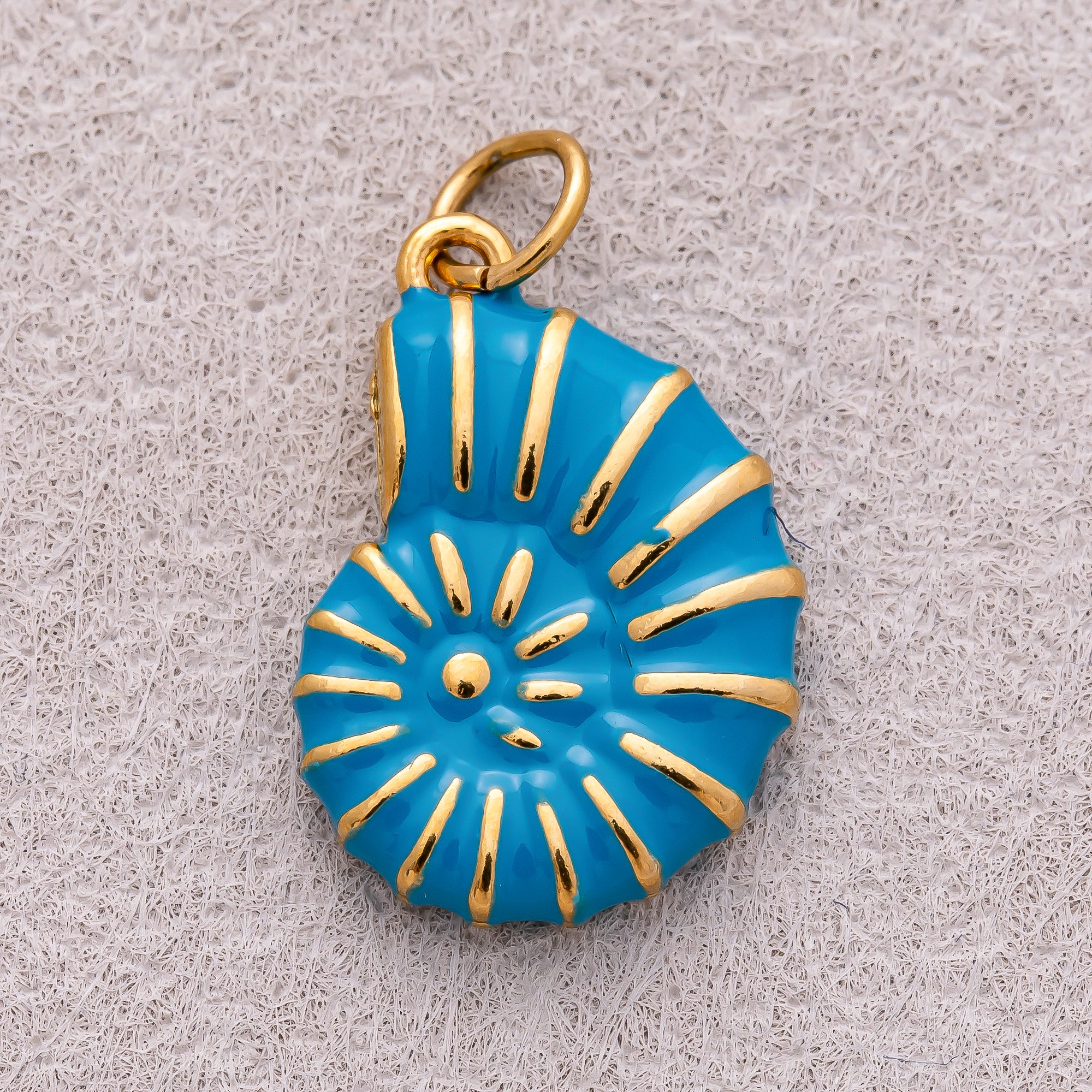 Gold PVD Stainless Steel Pink & Blue Enamel Conch Sea Shell Pendant