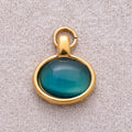Gold PVD Stainless Steel Turquoise & Peridot Natural Gemstone Oval Charm