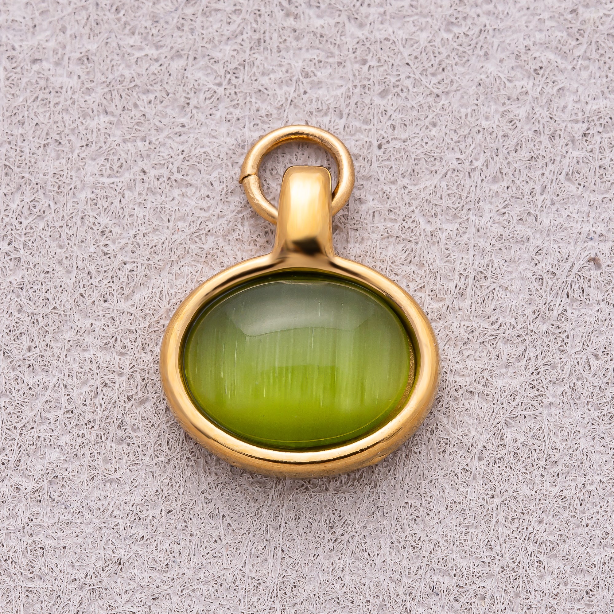 Gold PVD Stainless Steel Turquoise & Peridot Natural Gemstone Oval Charm