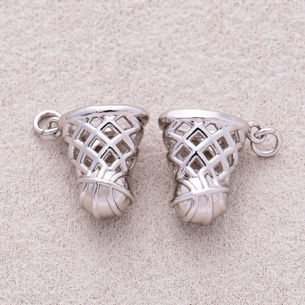 Silver Basketball Ring Sport Charm - Sold Each