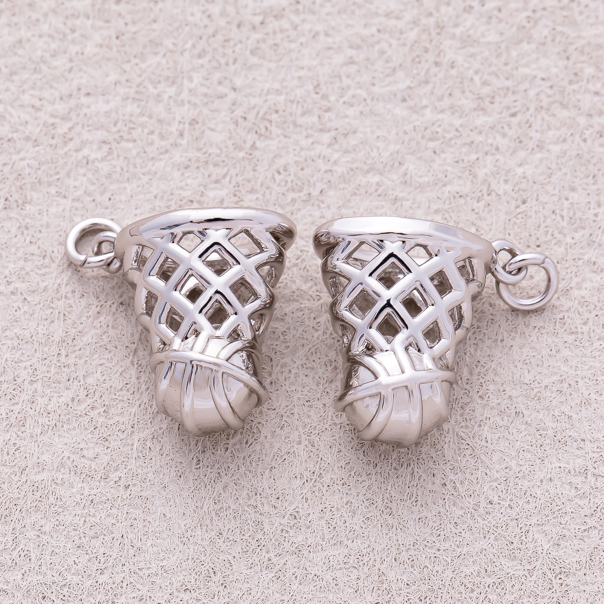 Silver Basketball Ring Sport Charm - Sold Each