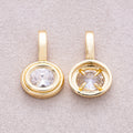 16K Gold Plated Clear CZ Round Solitaire Bezel Pendant - Sold Each