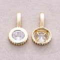 16K Gold Plated Clear CZ Round Solitaire Ribbed pendant - Sold Each