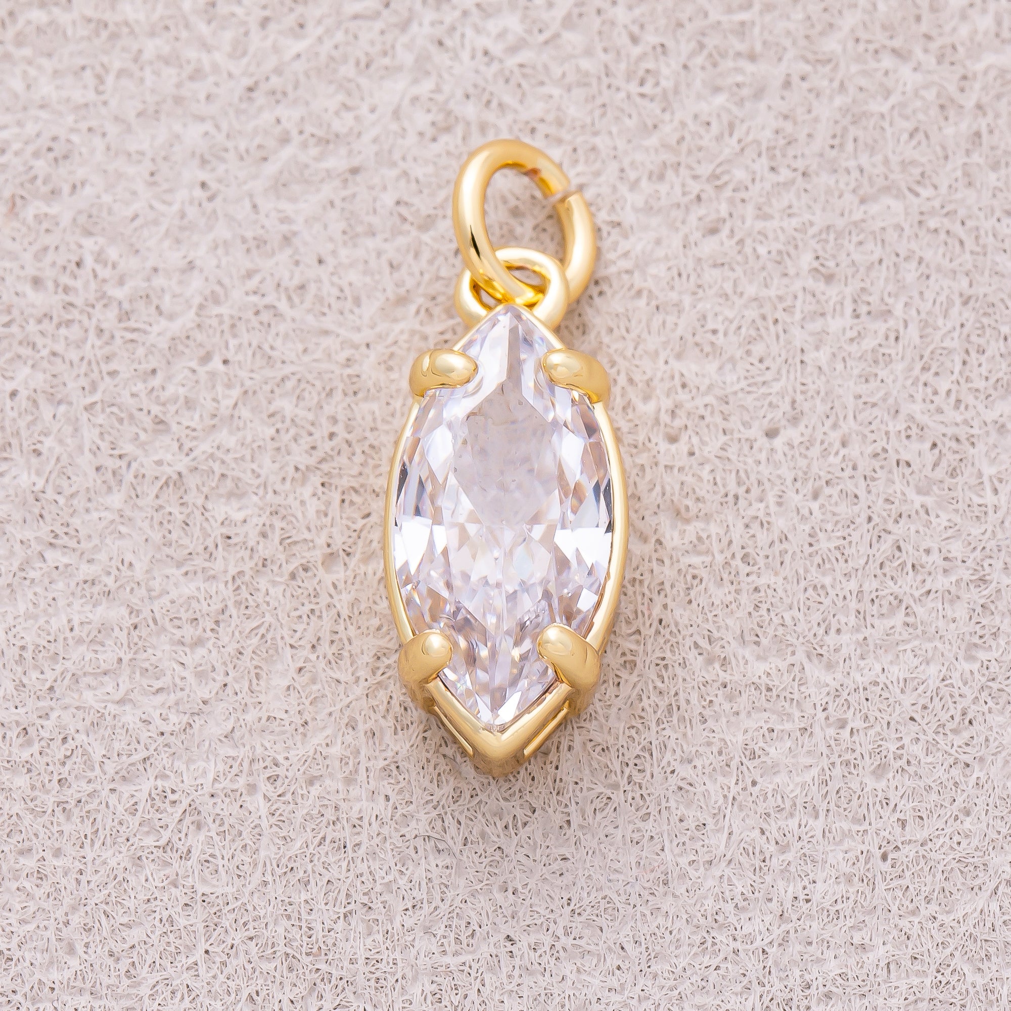 16K Gold Plated Clear CZ Marquise Charm - Sold Each