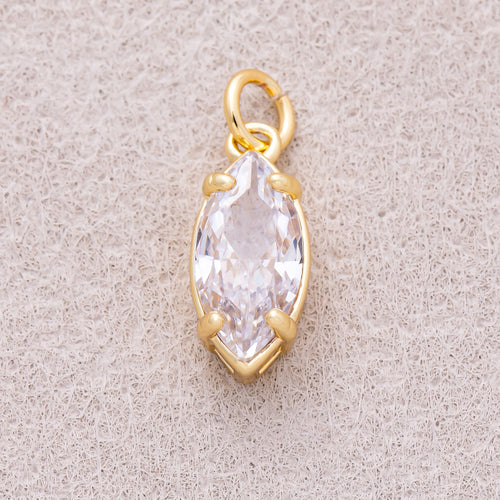 16K Gold Plated Clear CZ Marquise Charm - Sold Each