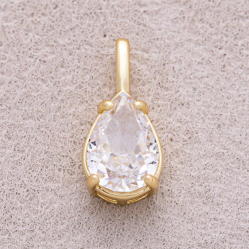 16K Gold Plated Clear CZ Teardrop Pendant - Sold Each