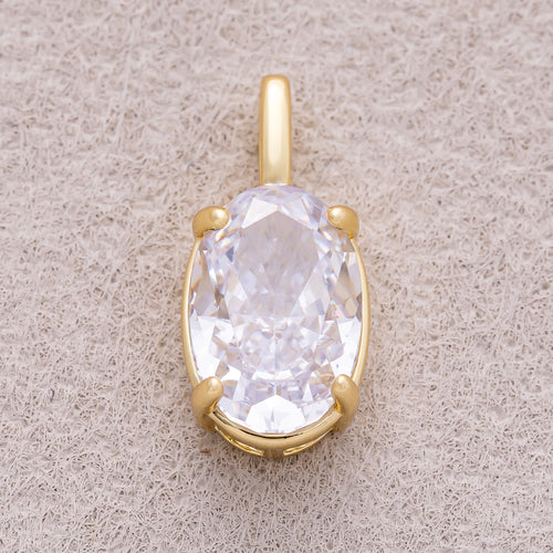 16K Gold Plated Clear CZ Oval Pendant - Sold Each
