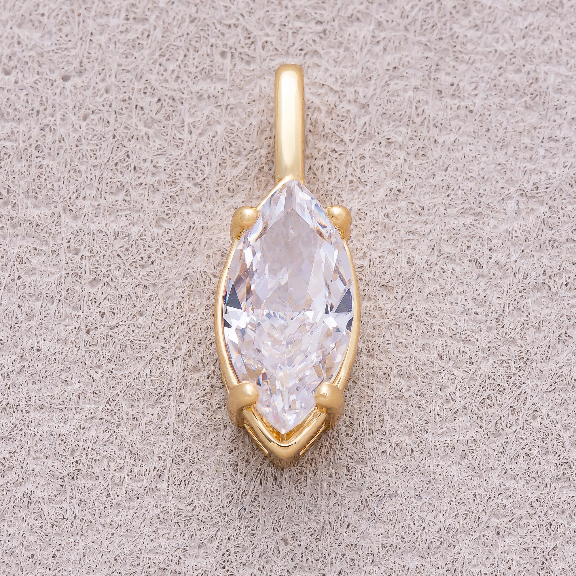 16K Gold Plated Clear CZ Marquise Pendant - Sold Each