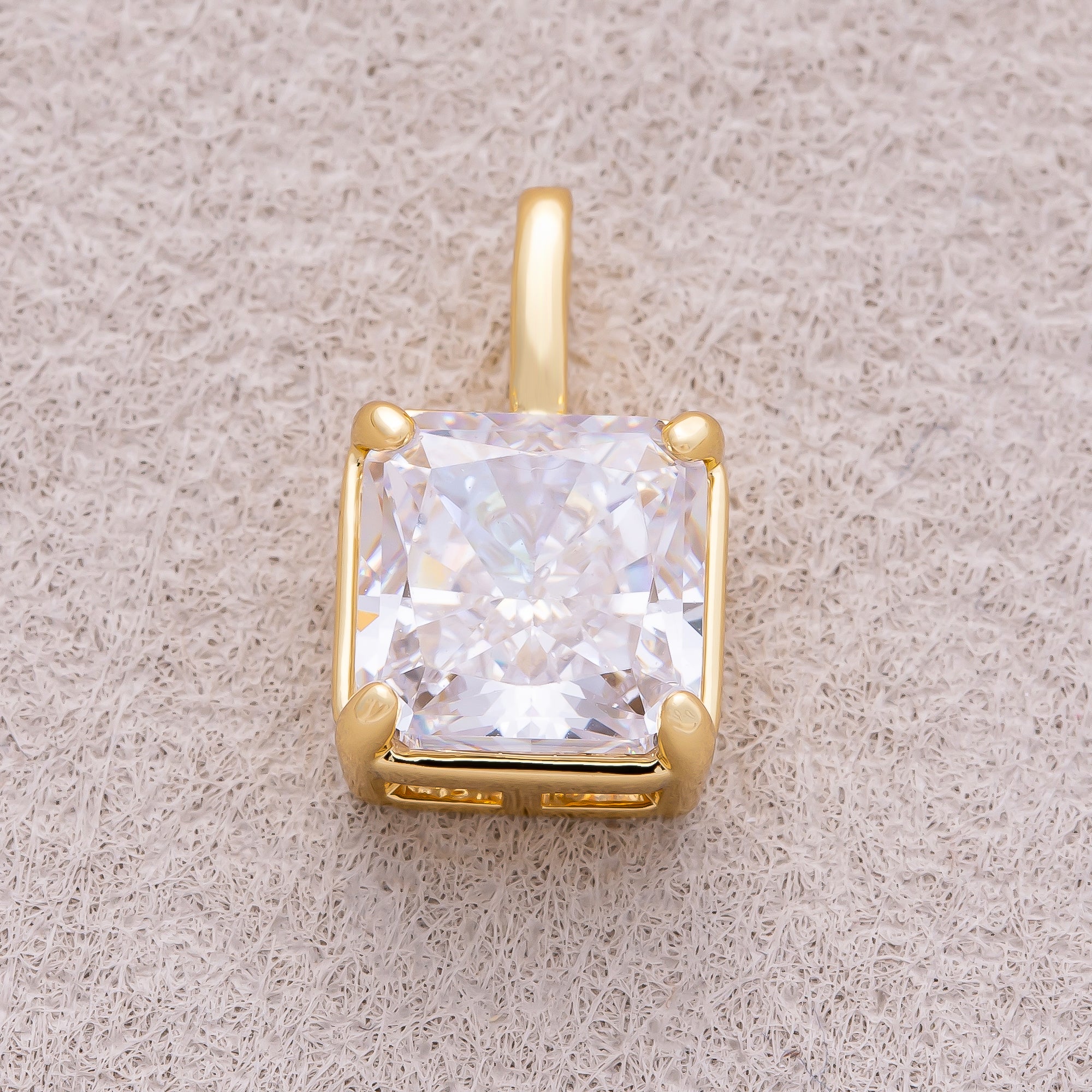 16K Gold Plated Clear CZ Square Pendant - Sold Each