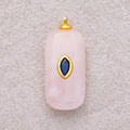 18K Gold Plated Multicolor Bezel set Natural Gemstone Rectangular Pendant - Sold Each
