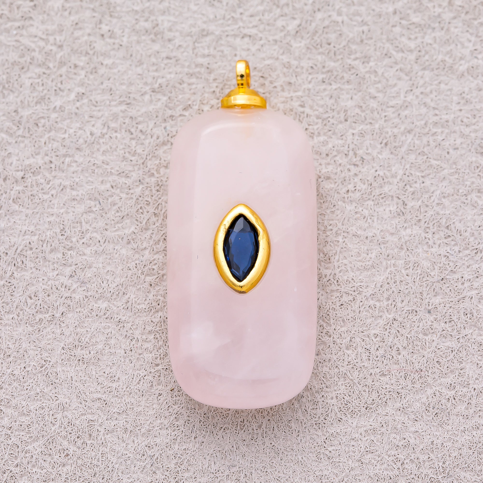 18K Gold Plated Multicolor Bezel set Natural Gemstone Rectangular Pendant - Sold Each