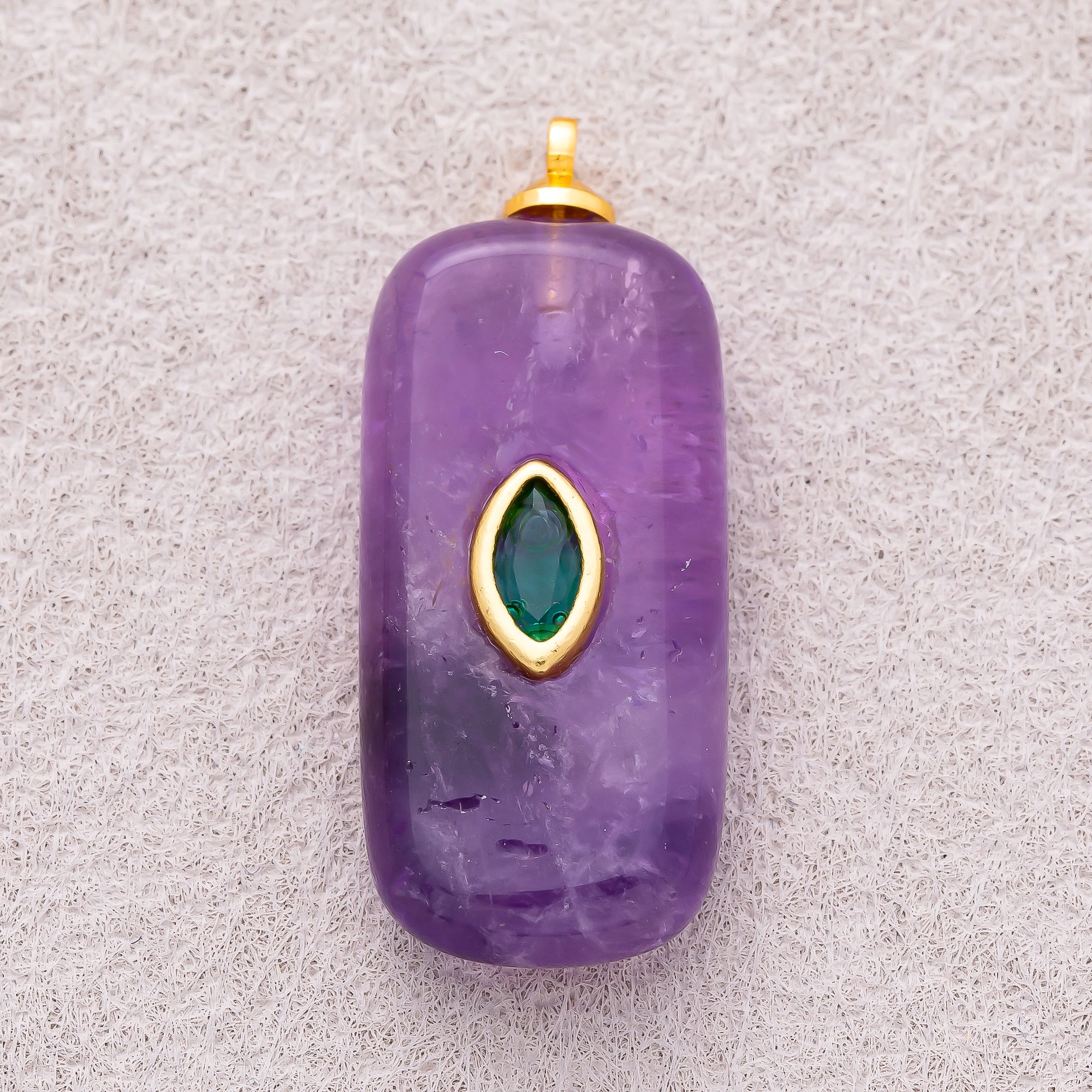 18K Gold Plated Multicolor Bezel set Natural Gemstone Rectangular Pendant - Sold Each