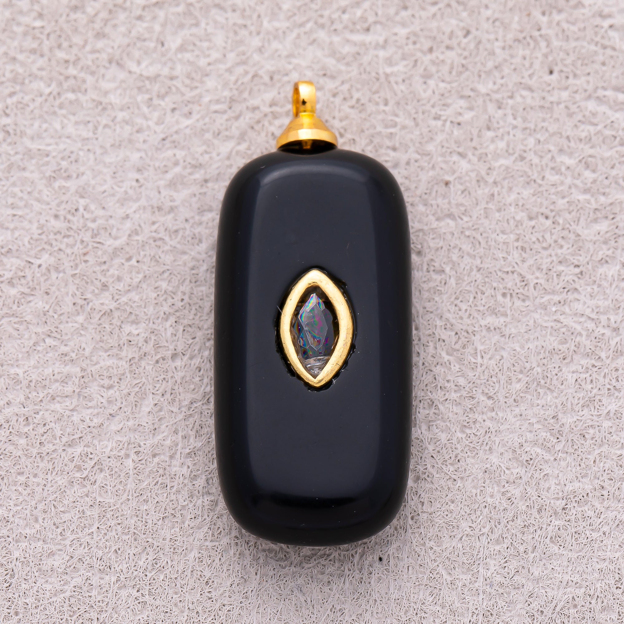 18K Gold Plated Multicolor Bezel set Natural Gemstone Rectangular Pendant - Sold Each