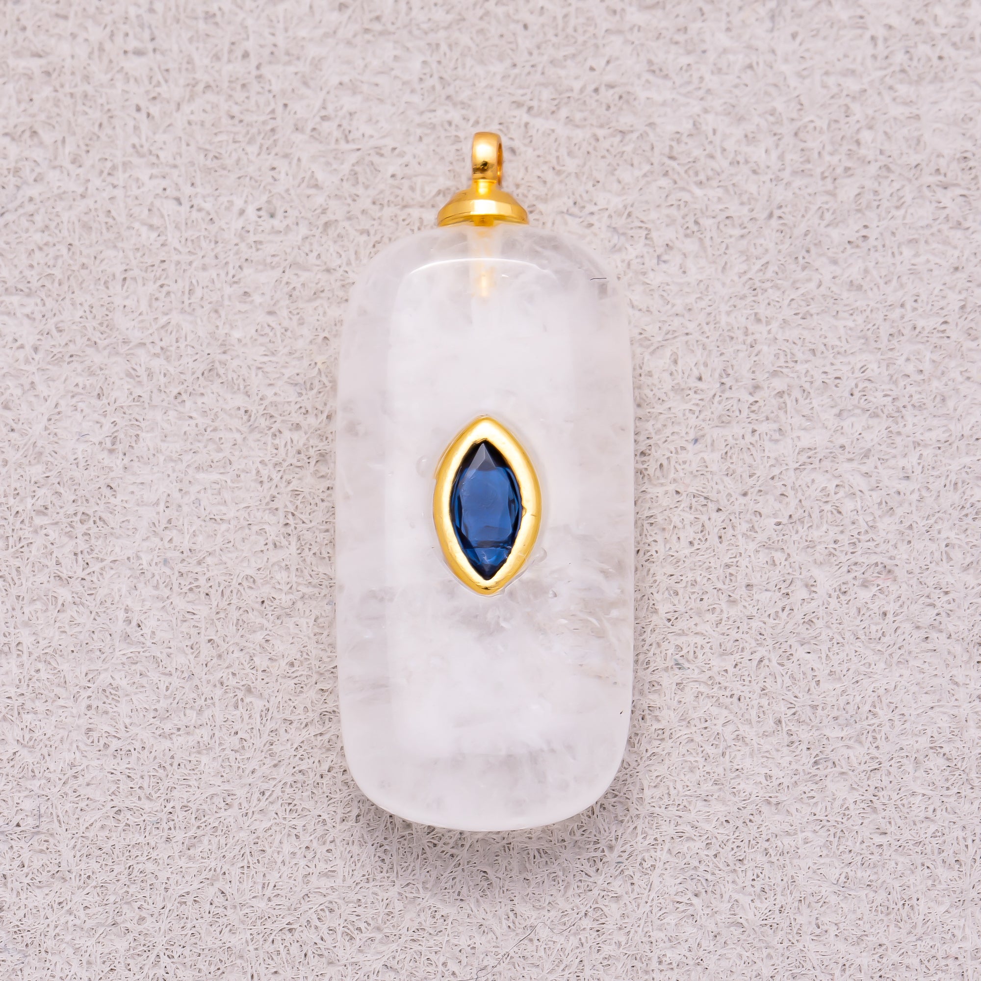 18K Gold Plated Multicolor Bezel set Natural Gemstone Rectangular Pendant - Sold Each