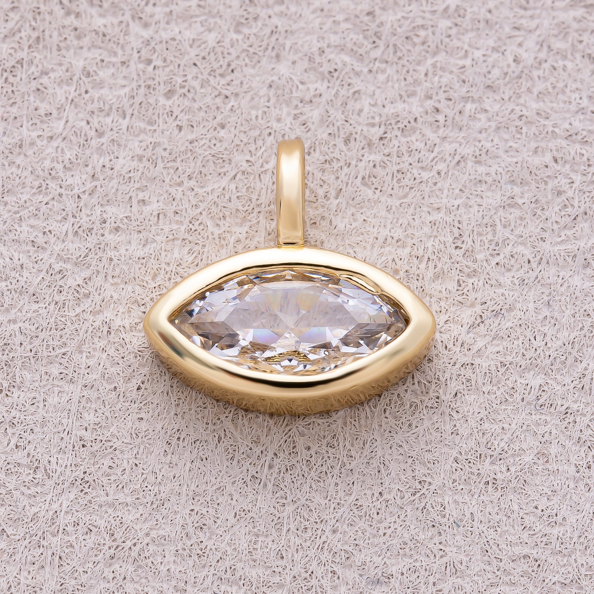 16K Gold Plated Bezel Set CZ Marquise Pendant - Sold Each