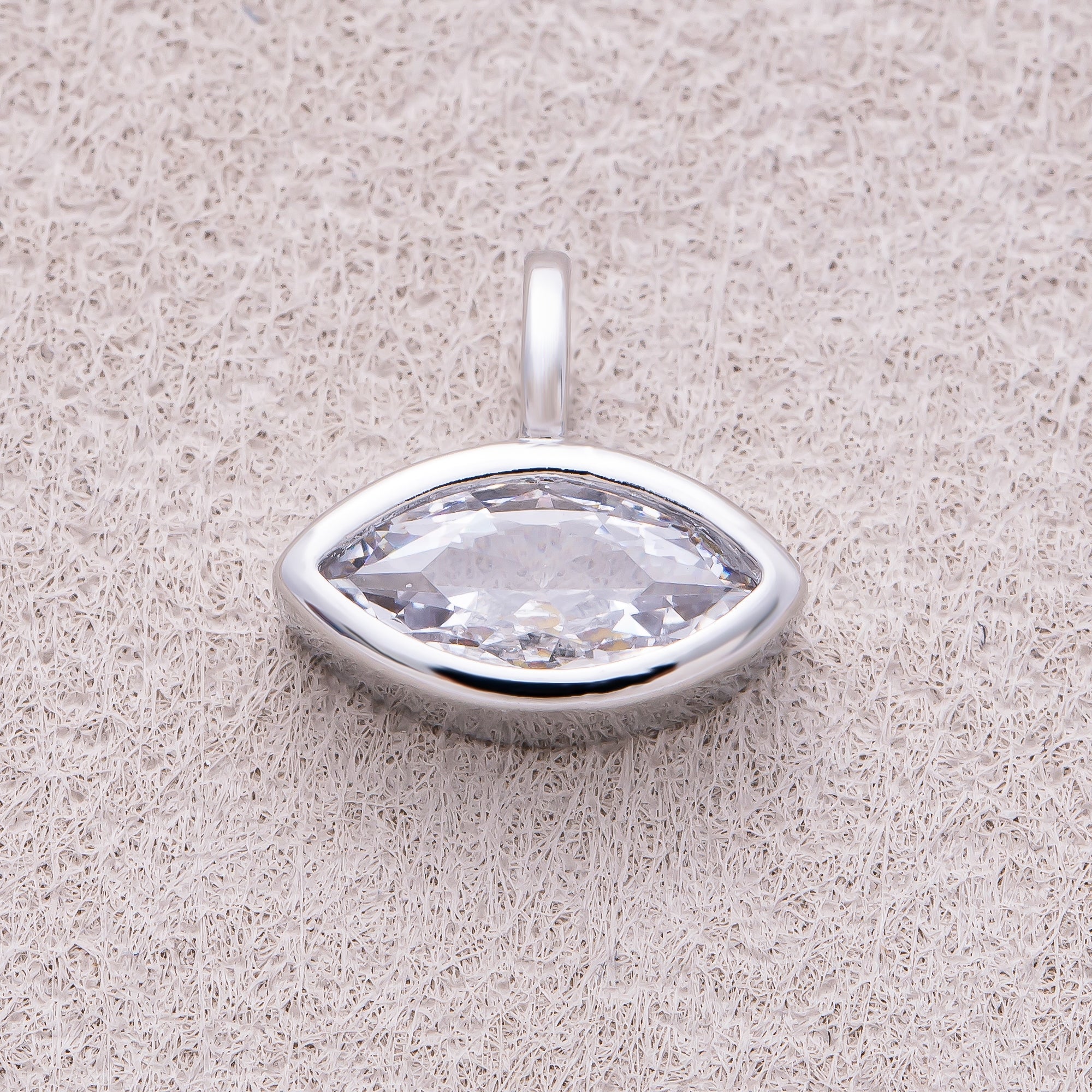 16K Gold Plated Bezel Set CZ Marquise Pendant - Sold Each