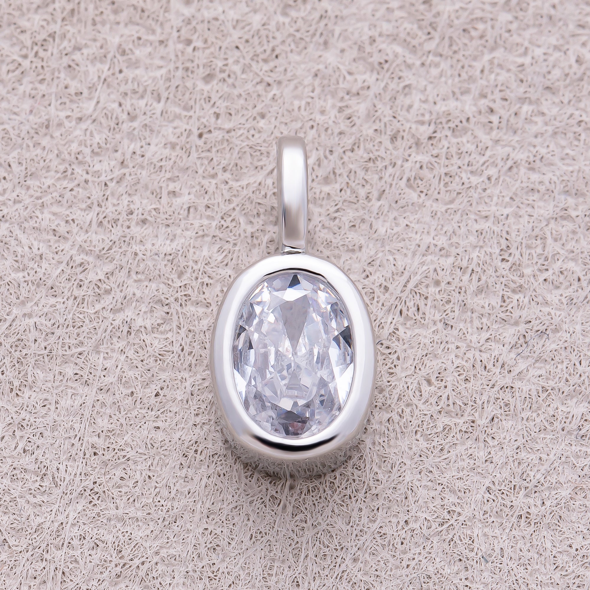 16K Gold Plated Bezel Set CZ Oval Pendant - Sold Each