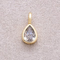 16K Gold Plated Bezel Set CZ Teardrop Mini Pendant - Sold Each