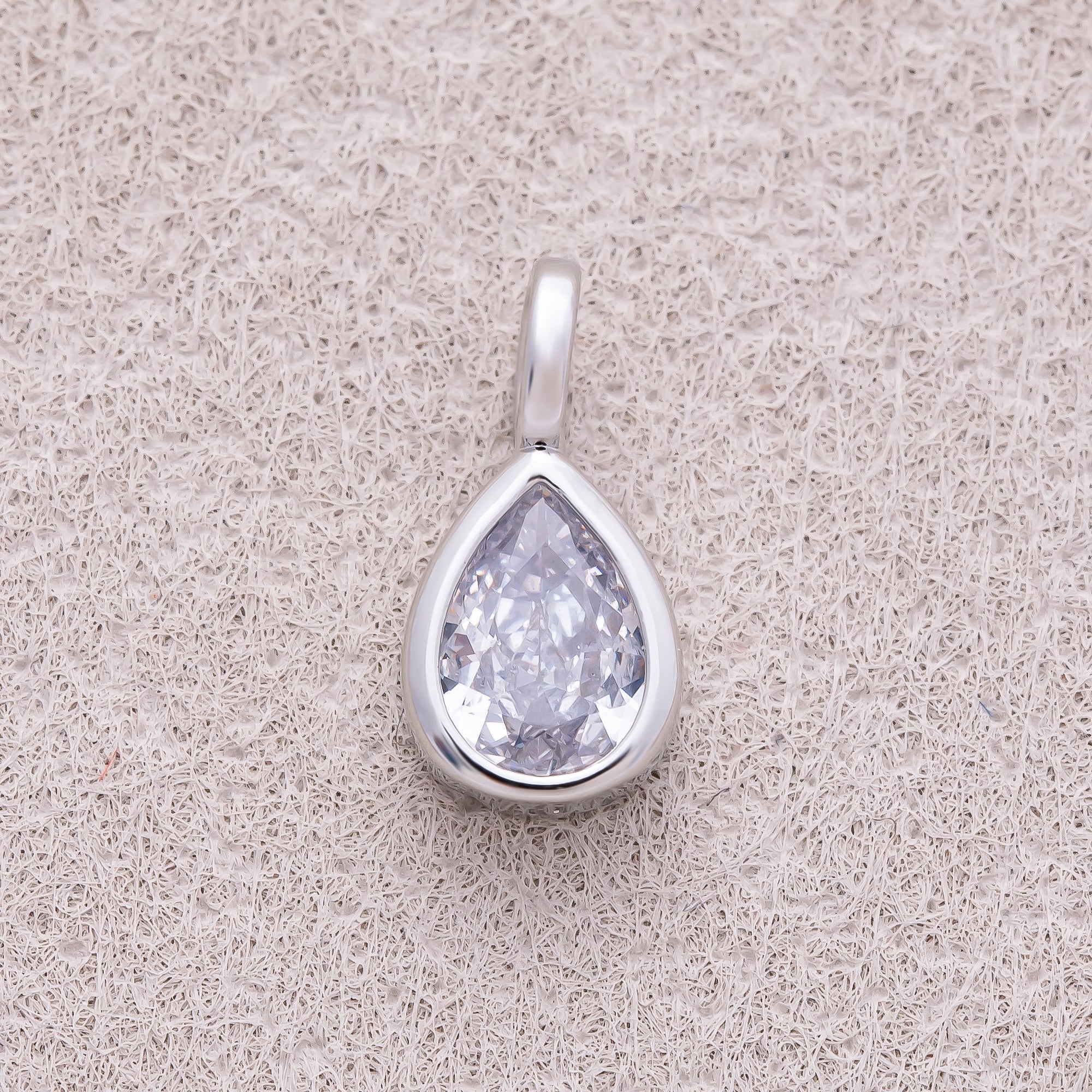 16K Gold Plated Bezel Set CZ Teardrop Mini Pendant - Sold Each